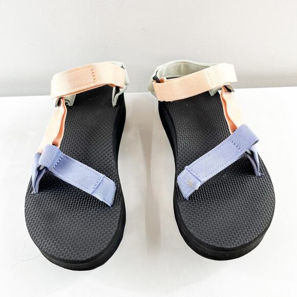 Teva Flatform Universal Platform Sandal Sage Peach Light Blue Color Block 8 - Picture 6 of 7